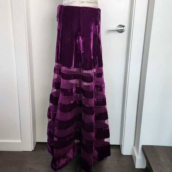Purple Velvet Pure Silk Maxi Skirt - Picture 6 of 14